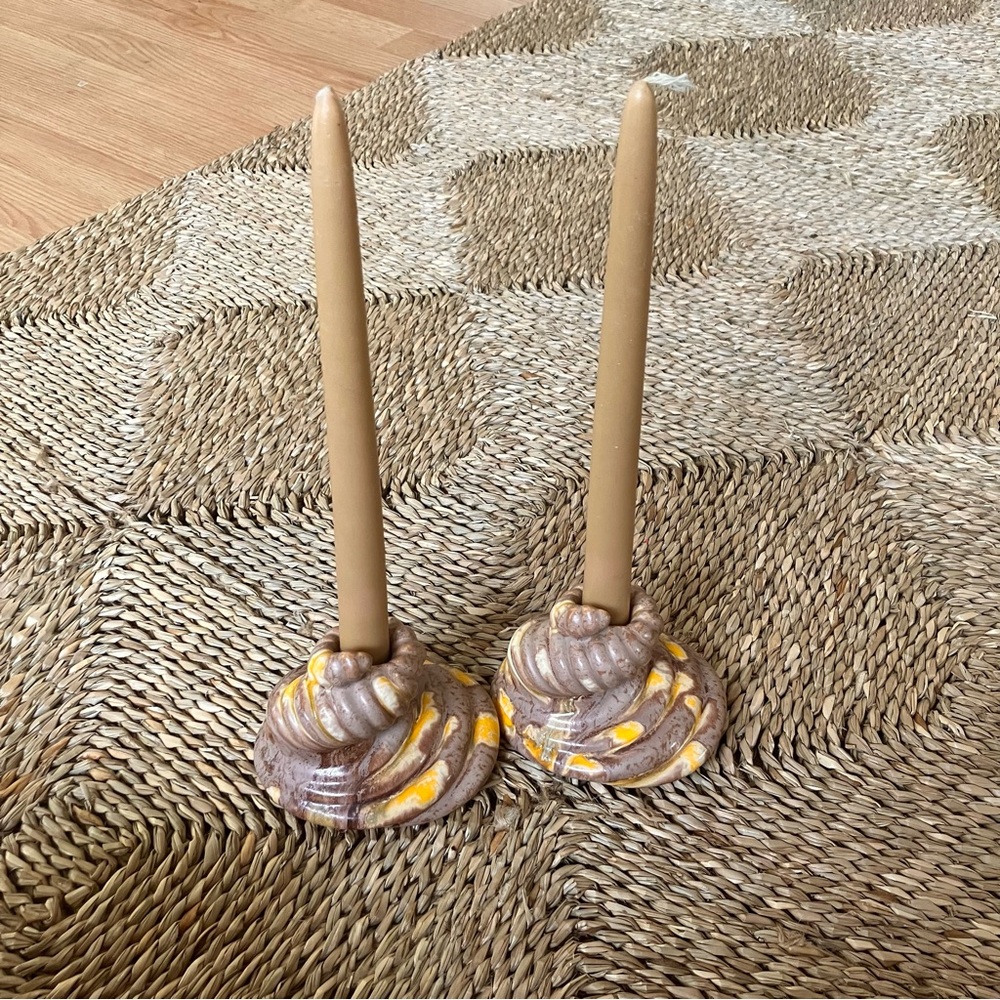 HANDMADE Unique Cornucopia Candle Holders